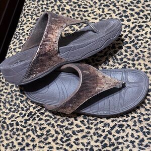 FitFlop Brown Sequin Thong Sandals